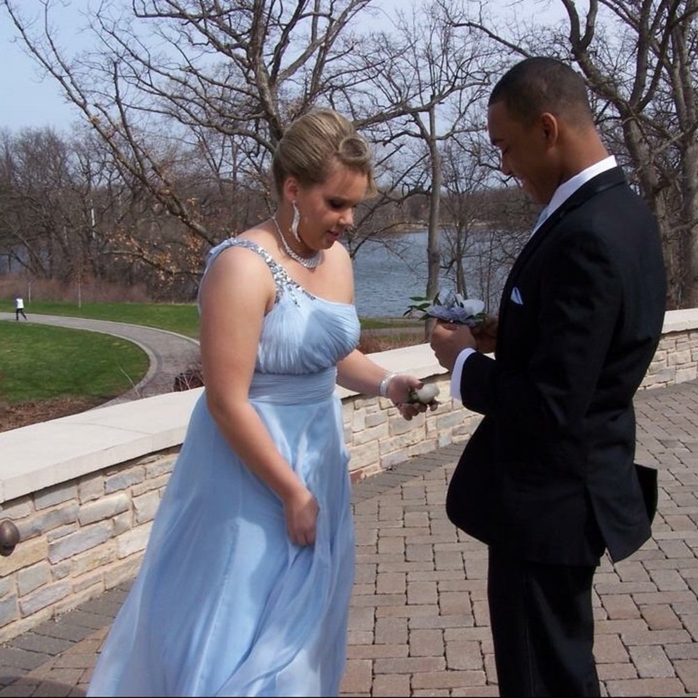 Light Blue One Shoulder Dress